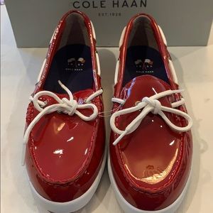 Cole Haan size 10 patent red camp moc